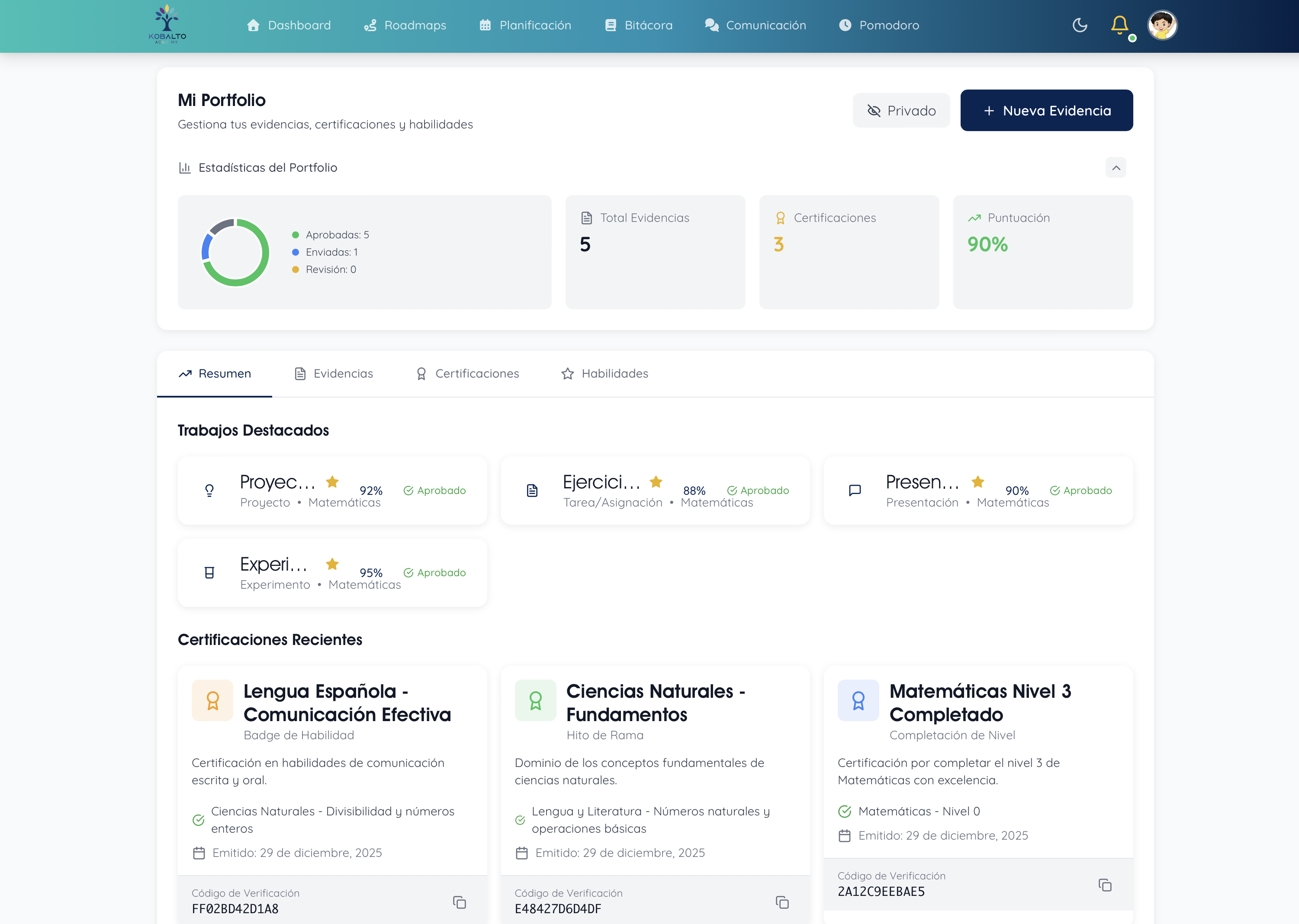 Perfil del Alumno expandido