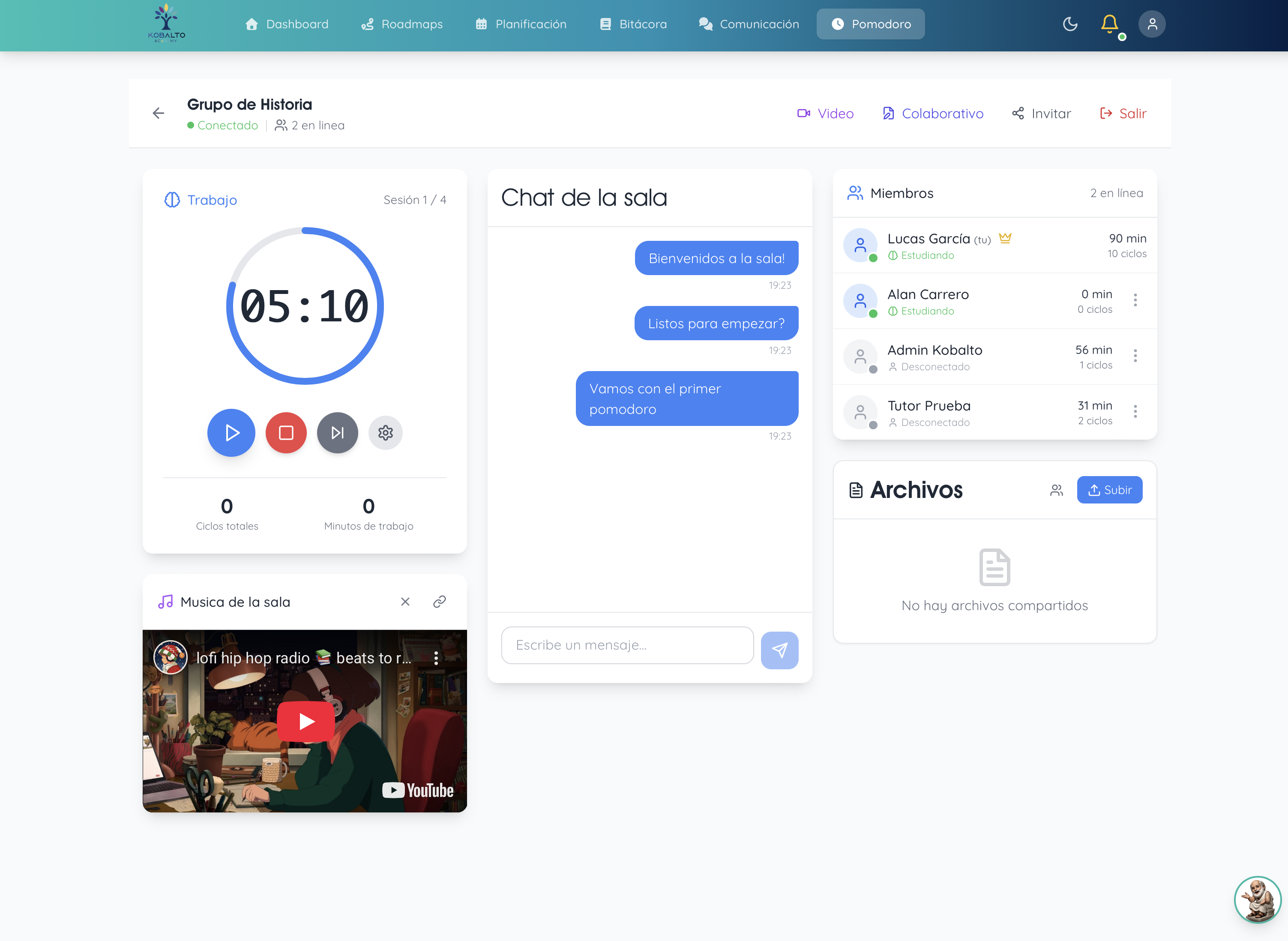 Salas Pomodoro expandido
