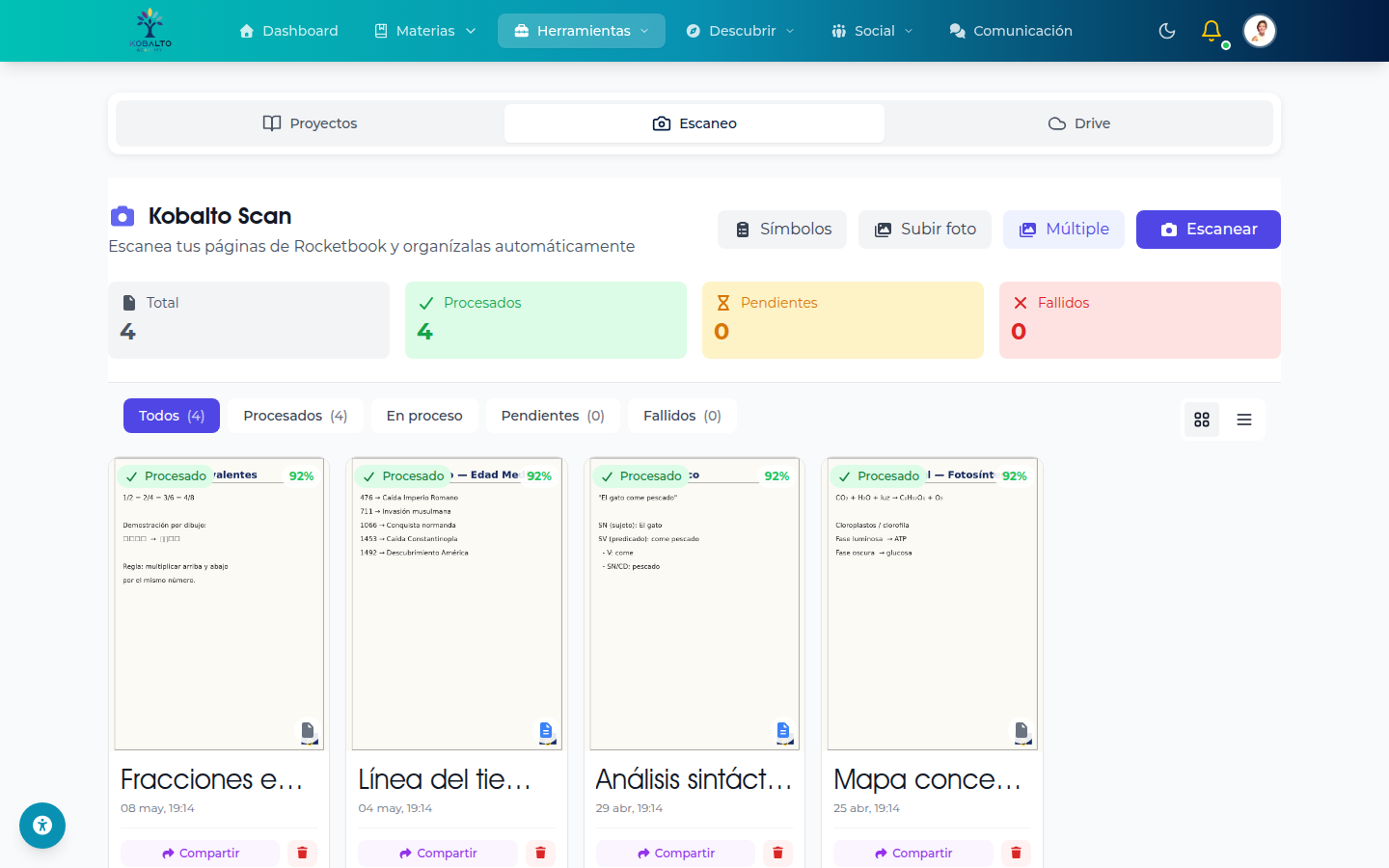 Bit&aacute;cora · Escaneo Rocketbook